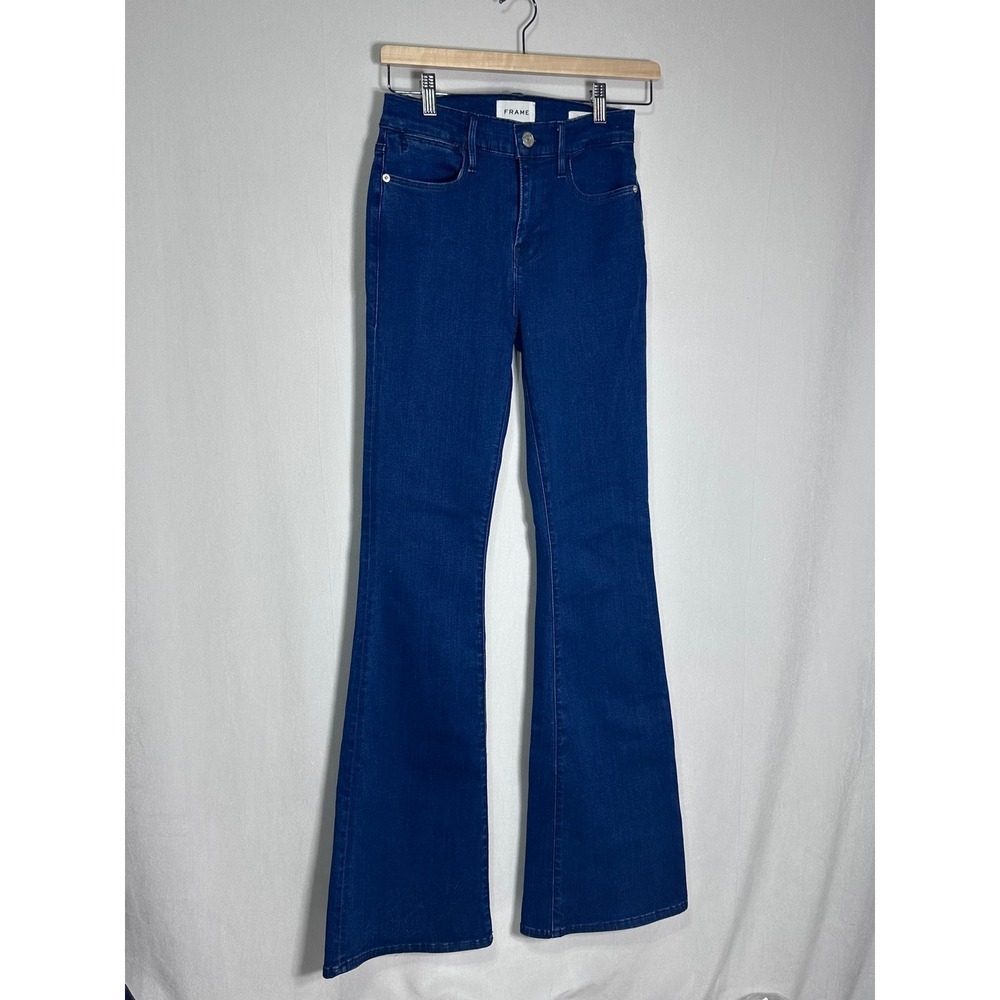 FRAME Le High Flare Jeans Umma Dark Wash High Rise Denim LHF738 Size 26 - Picture 3 of 8